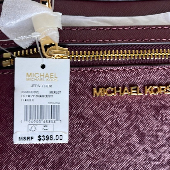 MICHAEL KORS 
Jet Set Large Saffiano Leather Crossbody Bag
Merlot-Dark Cherry - Picture 11 of 16